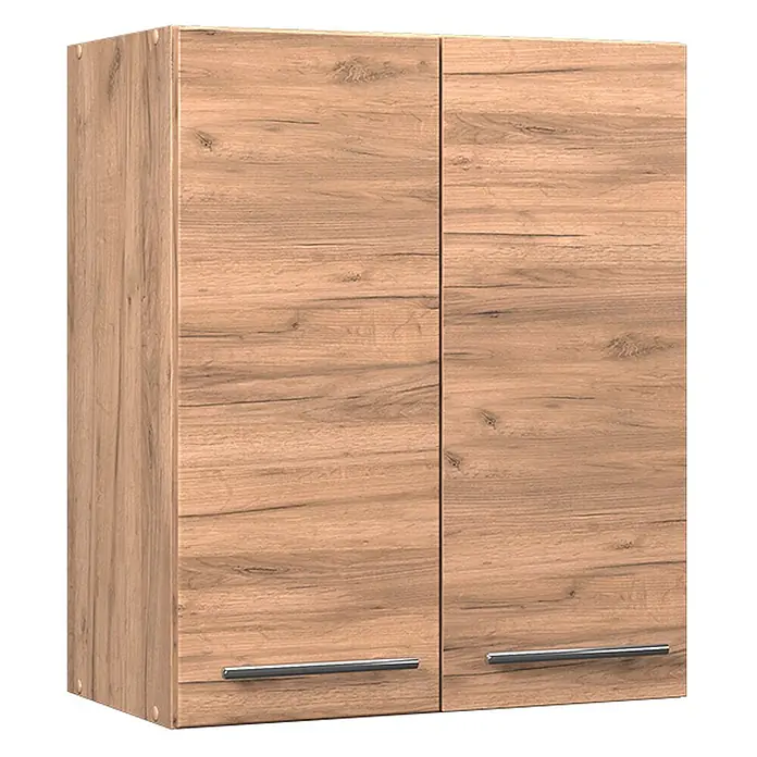 Vicco Schrankküche Fame-Line Goldkraft Eiche - Goldkraft Eiche, Hängeschrank 60 cm - Hängeschrank in heller Holzoptik mit zwei Türen und Metallgriffen.