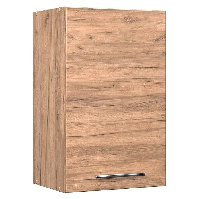 Vicco Schrankküche Fame-Line Goldkraft Eiche - Goldkraft Eiche, Hängeschrank 45 cm - Hängeschrank in heller Holzoptik mit horizontalem silbernem Griff.