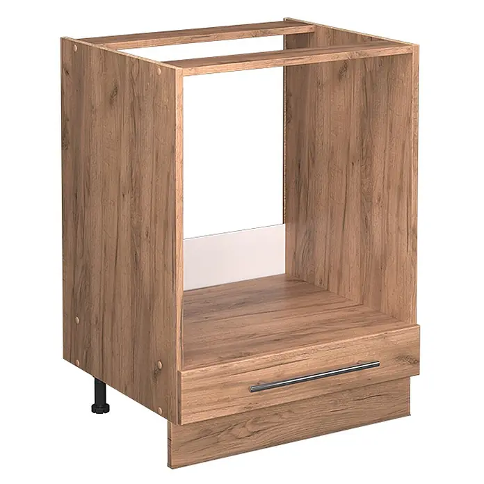 Vicco Schrankküche Fame-Line Goldkraft Eiche ohne Arbeitsplatte - Goldkraft Eiche, Herdumbauschrank 60 cm - Küchenunterschrank in Holzoptik für Einbauofen mit Schublade und verstellbarem Fuß.