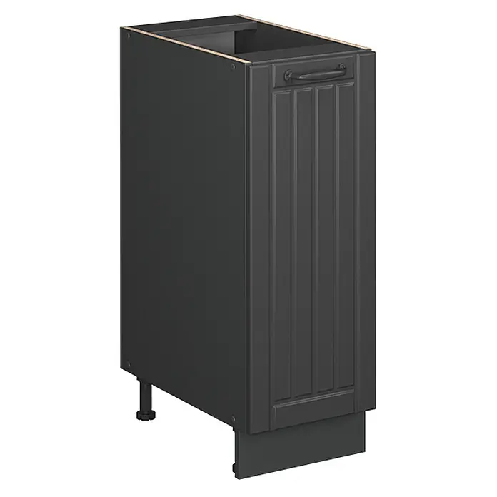 Vicco Schrankküche Fame-Line Dunkelgrau, AP Anthrazit - Dunkelgrau, Apothekerunterschrank 30 cm, AP Anthrazit - Dunkelgrauer Küchenunterschrank mit Schublade, gerillter Front, verstellbaren Füßen und Sockelblende.
