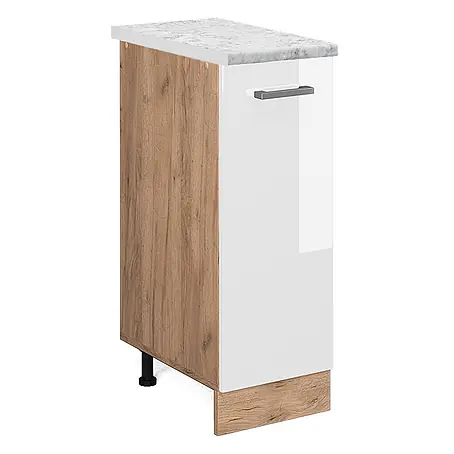 Vicco  Schrankküche R-Line Weiß Hochglanz AP Marmor