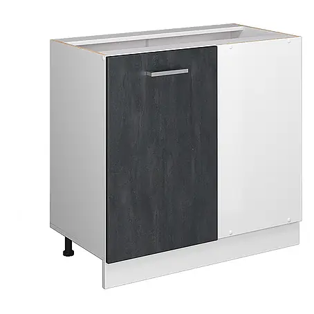 Vicco Eckunterschrank R-Line, Schwarz Beton, 86 cm