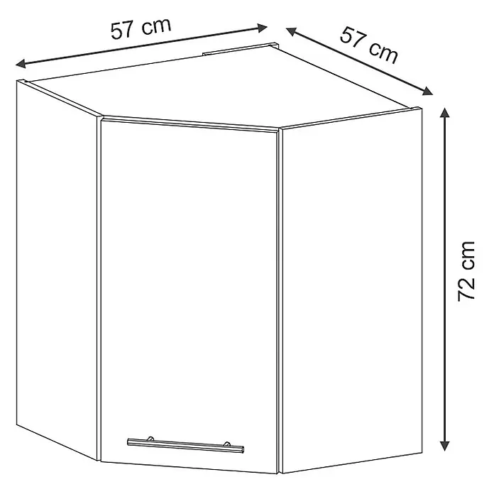 Vicco Schrankküche Fame-Line Anthrazit Hochglanz - Breite: 57 cm, Anthrazit Hochglanz, Eckhängeschrank 57 cm - Eck-Hängeschrank, 57 cm Seitenlänge, 72 cm Höhe, mit Griff.