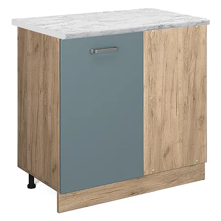 Vicco  Schrankküche R-Line Blau-Grau AP Marmor