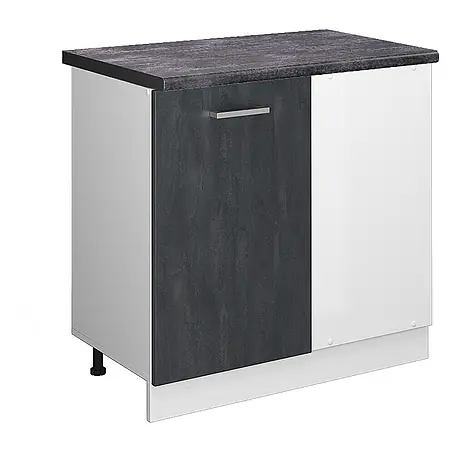 Vicco Eckunterschrank R-Line, Schwarz Beton, 86 cm