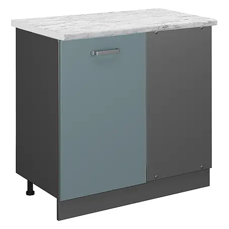 Vicco  Schrankküche R-Line Blau-Grau AP Marmor