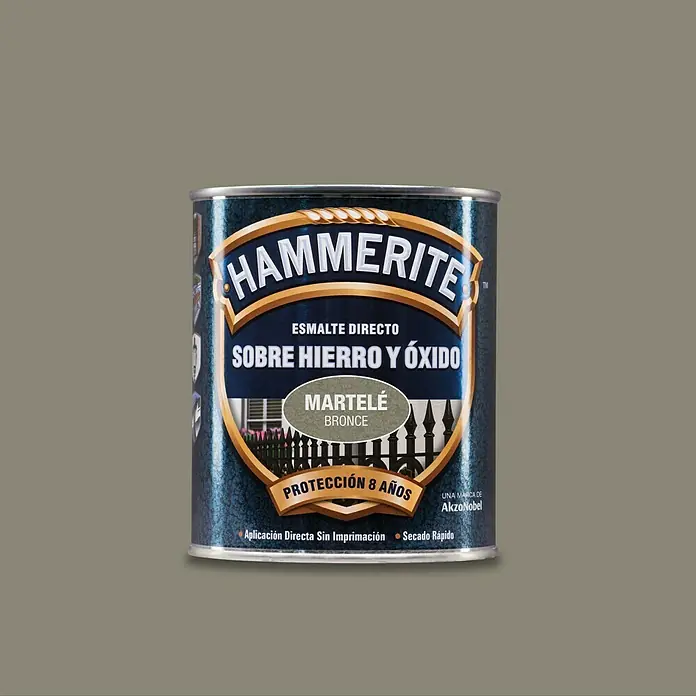 Hammerite Esmalte para metal Hierro y Óxido - Bronce, 750 ml, Efecto martelé - Bote de esmalte para metal Hammerite Directo al Óxido en bronce. Protege hierro y acero de la corrosión.