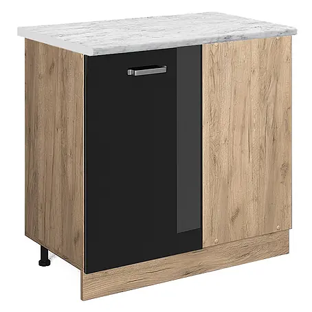 Vicco Eckunterschrank R-Line, Schwarz Hochglanz, 86 cm