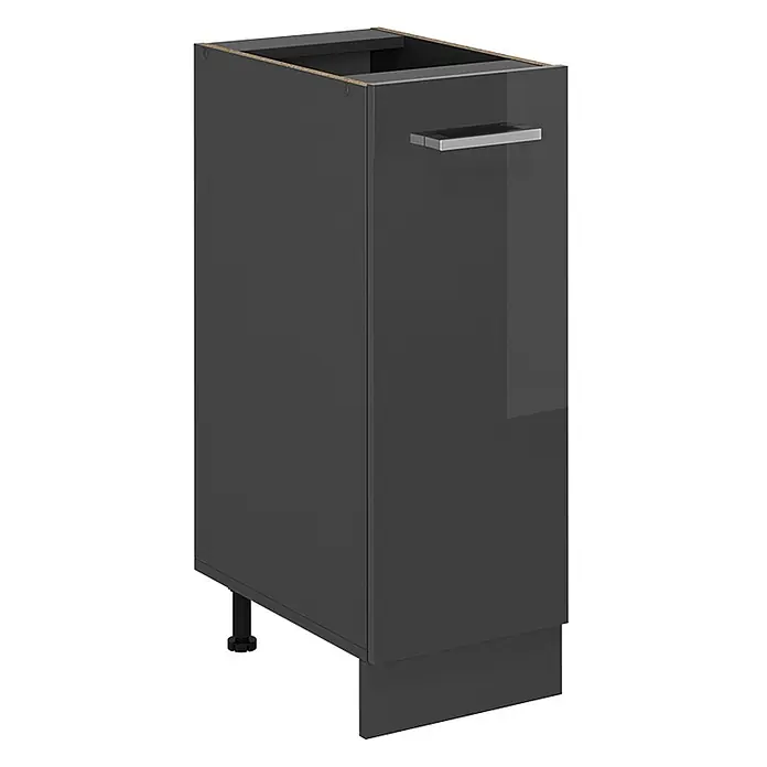 Vicco Schrankküche R-Line Anthrazit Hochglanz ohne Arbeitsplatte - Anthrazit Hochglanz, Apothekerunterschrank 30 cm - Dunkelgrauer Küchenunterschrank mit modernem Griff und Sockelblende.