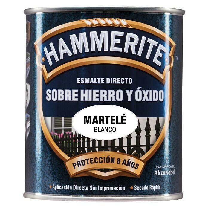 Hammerite Esmalte para metal Hierro y óxido  (Blanco, 750 ml, Martelé)