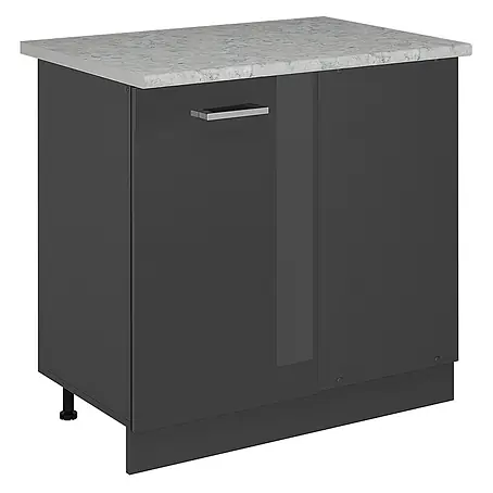 Vicco  Schrankküche R-Line Anthrazit Hochglanz AP Marmor