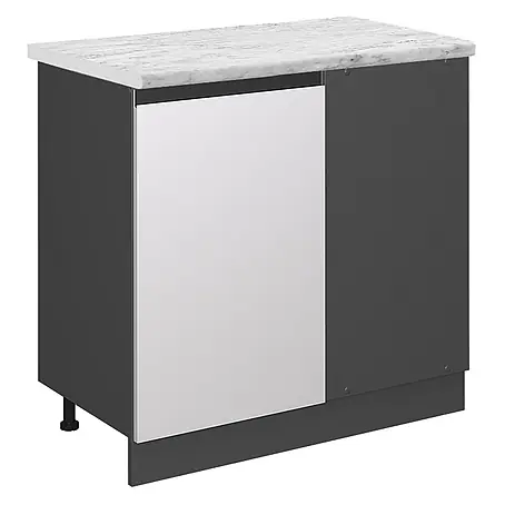 Vicco  Schrankküche R-Line Weiß J-Shape AP Marmor