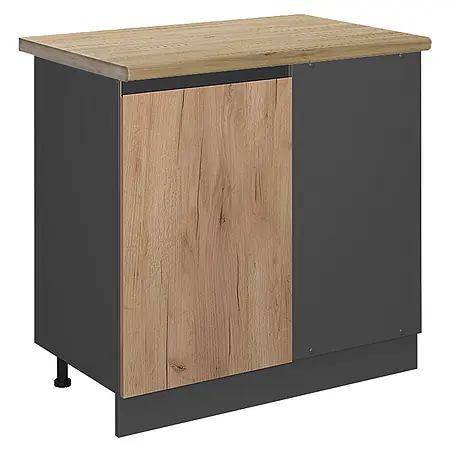 Vicco  Schrankküche R-Line Goldkraft Eiche J-Shape, AP Eiche