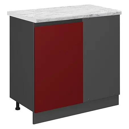 Vicco  Schrankküche R-Line Rot J-Shape AP Marmor