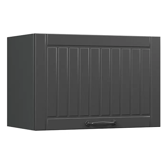 Vicco Schrankküche Fame-Line Dunkelgrau Flach - Dunkelgrau, Hängeschrank (flach) 60 cm - Dunkelgrauer Wandschrank mit vertikal getäfelter Tür und Ziergriff.