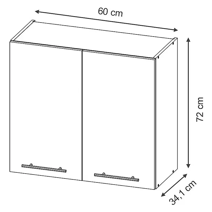 Vicco Hängeschrank Fame-Line, Anthrazit Hochglanz, 60 cm -  - Weißer zweitüriger Wandschrank mit Griffen, Maße 60x72x34,1 cm.