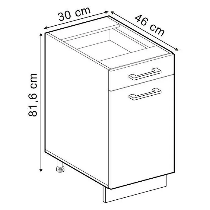 Vicco Schrankküche R-Line Anthrazit Landhaus, AP Eiche - Anthrazit Landhaus, Apothekerunterschrank 30 cm, AP Eiche - Küchenunterschrank mit 2 Schubladen. 30x46x81,6 cm (BxTxH).