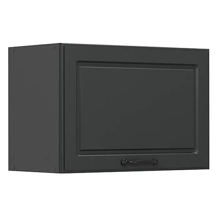 Vicco Schrankküche R-Line Anthrazit Landhaus Flach - Anthrazit Landhaus, Hängeschrank 60 cm (flach) - Dunkelgrauer Wandschrank mit Kassettentür und dekorativem Griff.