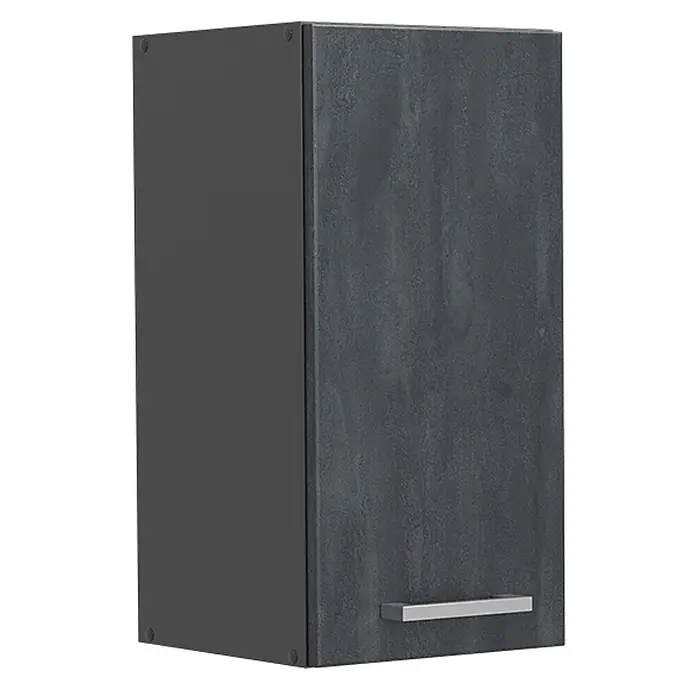 Vicco Hängeschrank R-Line, Schwarz Beton, 30 cm -  - Dunkelgrauer Wandschrank mit strukturierter Front und silbernem Griff.