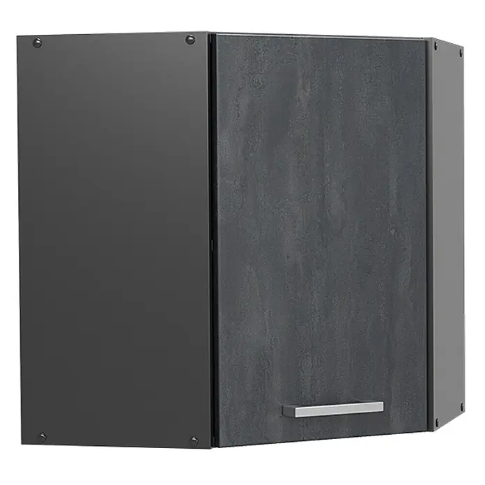 Vicco Eckhängeschrank R-Line, Schwarz Beton, 57 cm -  - Anthrazitfarbener Hängeschrank mit Tür in Betonoptik und silbernem Griff.