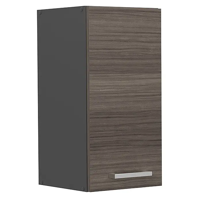 Vicco Schrankküche R-Line Edelgrau - Edelgrau, Hängeschrank 30 cm - Kompakter Hängeschrank mit dunkelgrauem Korpus, Holzoptiktür und silbernem Griff.