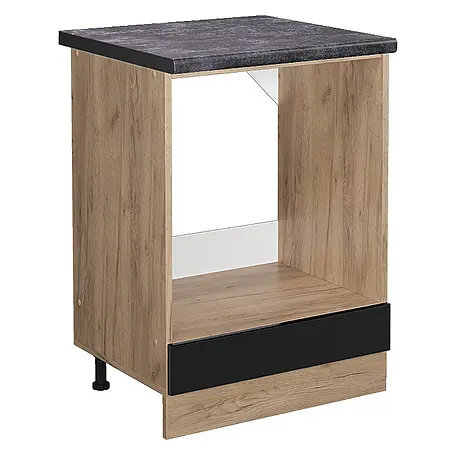 Vicco Herdumbauschrank R-Line, Schwarz Hochglanz, 60 cm
