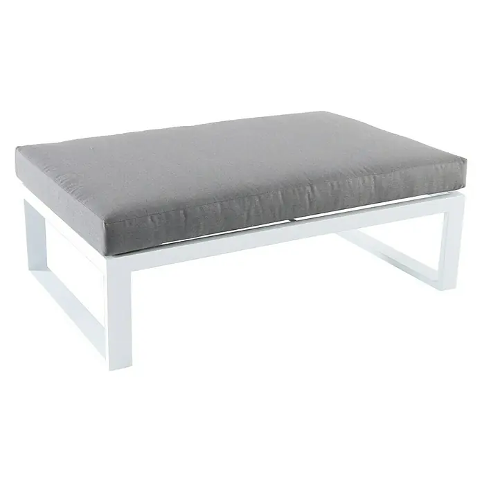 Sunfun Hannah Conjunto de muebles - 5 pzs., Aluminio, Gris - Elegante otomana gris con estructura metálica blanca, perfecta para cualquier espacio moderno.