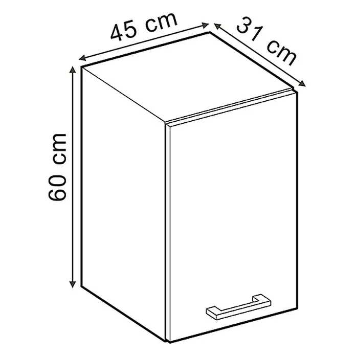 Vicco Schrankküche R-Line Weiß Landhaus - Weiß Landhaus, Hängeschrank 45 cm - Wandschrank mit einer Tür und Griff, Maße: 60 cm H x 45 cm B x 31 cm T.