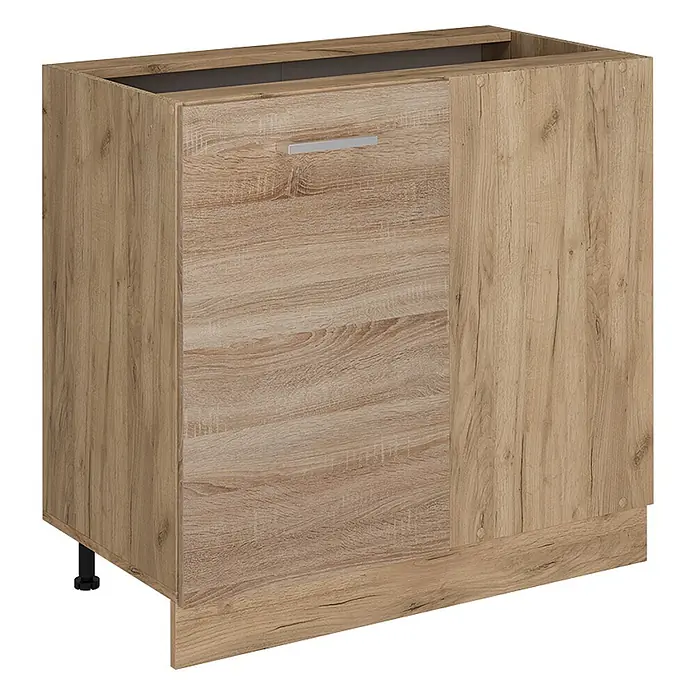 Vicco Schrankküche R-Line Sonoma ohne Arbeitsplatte - Sonoma, Eckunterschrank 86 cm - Heller Küchenunterschrank in Holzoptik mit Schublade und Tür.