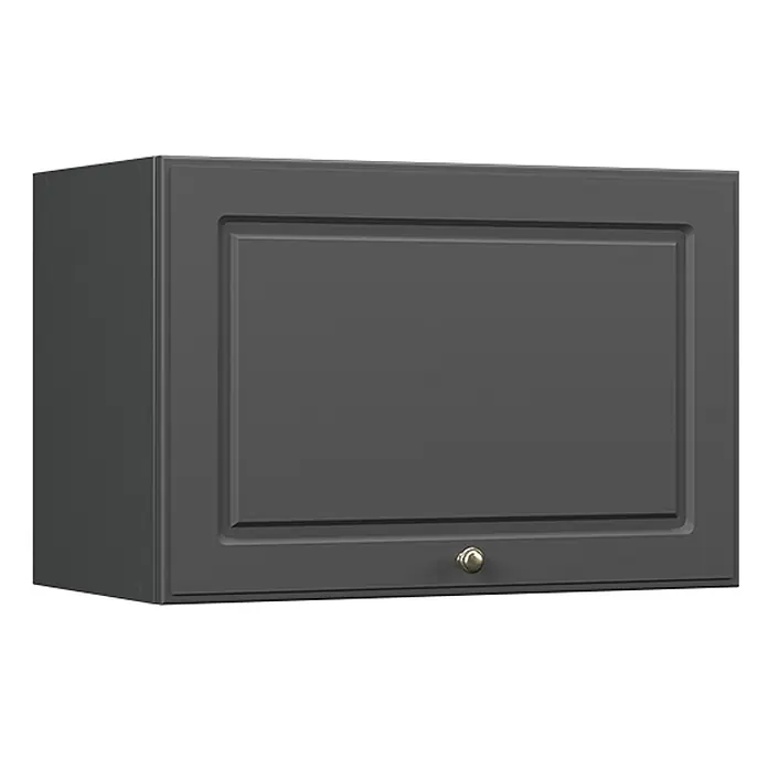Vicco Schrankküche Fame-Line Anthrazit-Gold Landhaus Flach - Anthrazit-Gold Landhaus, Hängeschrank (flach) 60 cm - Dunkelgrauer Wandschrank mit vertiefter Paneeltür und einem kleinen messingfarbenen Knauf.
