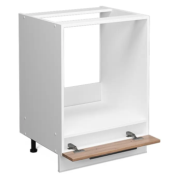 Vicco Schrankküche Fame-Line Goldkraft Eiche ohne Arbeitsplatte - Goldkraft Eiche, Herdumbauschrank 60 cm - Weißer Küchenunterschrank mit offener Gerätefach, kleiner ausziehbarer Holzablage und verstellbarem Fuß.
