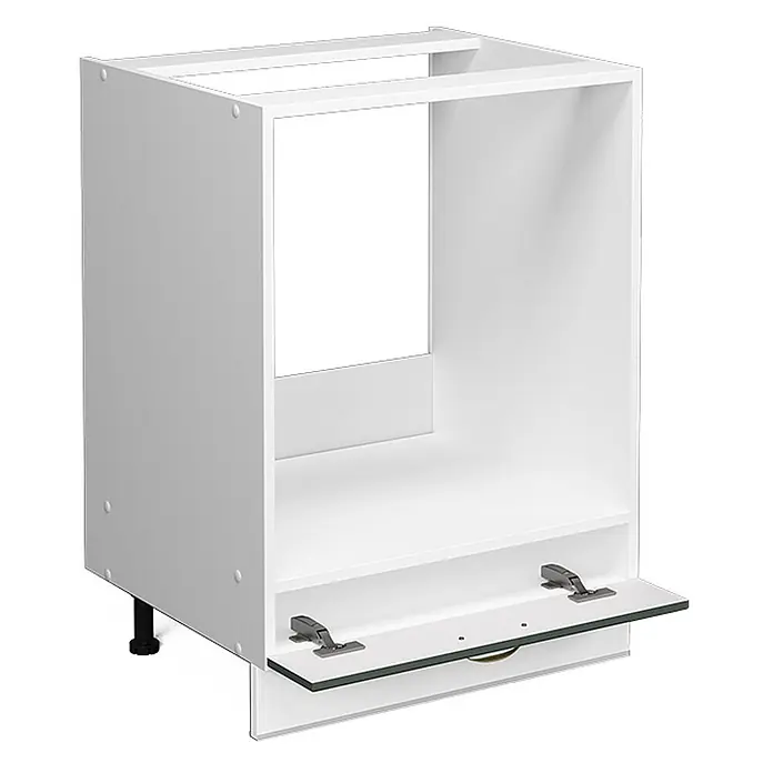 Vicco Schrankküche Fame-Line Anthrazit-Gold, AP Eiche - Anthrazit-Gold, Herdumbauschrank 60 cm, AP Eiche - Weißer Küchenunterschrank mit offenem Fach für Gerät und klappbarer Sockelblende.