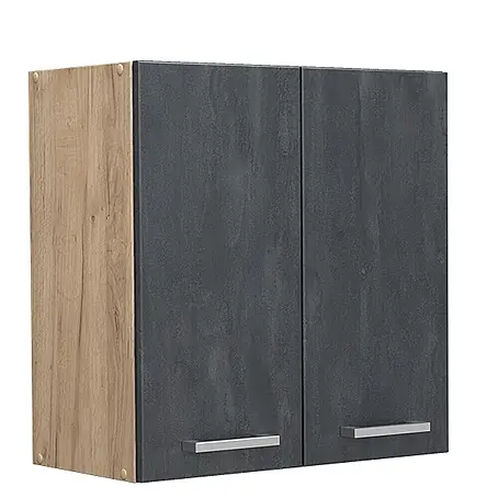 Vicco  Schrankküche R-Line Schwarz Beton