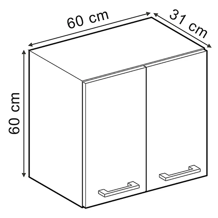 Vicco Hängeschrank R-Line, Schwarz Beton, 60 cm -  - Weißer Hängeschrank mit zwei Türen und Griffen, Maße 60x60x31 cm.