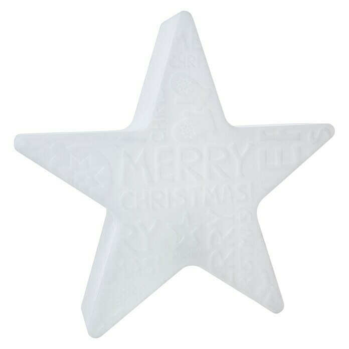 8 Seasons Design Shining Leuchtstern Star Merry ChristmasWeiß, Durchmesser: 60 cm, Polyethylen, 9 W, Lampenfassung: E27 Front View