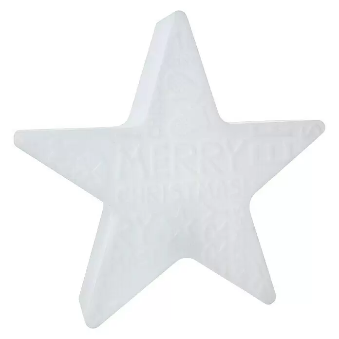 8 Seasons Design Shining LED-Stern Star Merry Christmas - Weiß, Durchmesser: 60 cm, Polyethylen, 9 W, Lampenfassung: E27 - Vorderansicht
