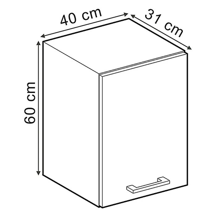 Vicco Hängeschrank R-Line, Schwarz Beton, 40 cm -  - Weißer Wandschrank mit Griff, Maße 60x40x31 cm.