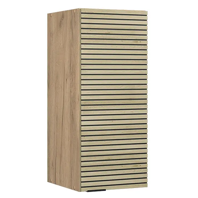 Vicco Schrankküche Fame-Line Eiche Paneel - Eiche Paneel, Hängeschrank 30 cm - Helles Holz Stauraumschrank mit Lamellenfront und natürlicher Holzmaserung an der Seite.