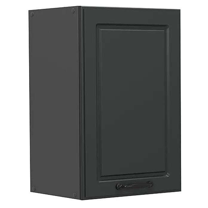 Vicco Schrankküche R-Line Anthrazit Landhaus - Breite: 40 cm, Anthrazit Landhaus, Hängeschrank 40 cm - Dunkelgrauer Küchenwandschrank mit Kassettenfront und schwarzem Griff.
