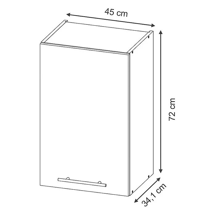 Vicco Hängeschrank Fame-Line, Weiß Landhaus, 45 cm -  - Weißer Wandschrank mit Griff. Maße: 45 cm breit, 72 cm hoch, 34,1 cm tief.