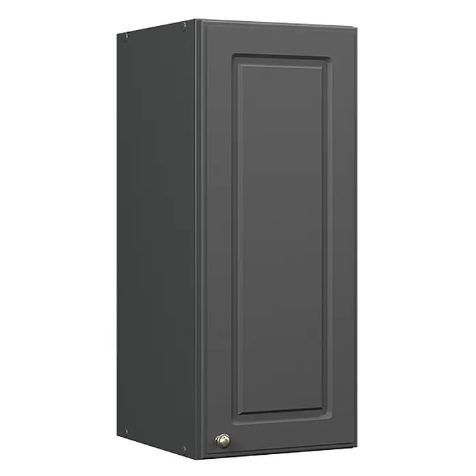 Vicco Schrankküche Fame-Line Anthrazit-Gold Landhaus - Anthrazit-Gold Landhaus, Hängeschrank 30 cm - Grauer Hängeschrank mit einer Kassettentür und einem Messingknauf, ideal für die Küchenaufbewahrung.