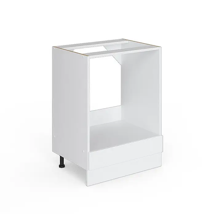 Vicco Schrankküche R-Line Weiß Hochglanz, AP Eiche - Weiß Hochglanz, Herdumbauschrank 60 cm, AP Eiche - Weißer Küchenunterschrank für Einbaugeräte, mit Sockel und verstellbarem Fuß.