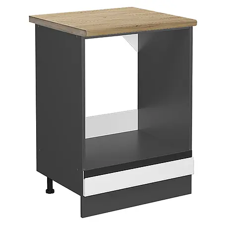 Vicco  Schrankküche R-Line Weiß J-Shape, AP Eiche