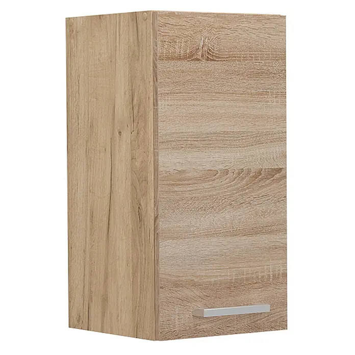 Vicco Schrankküche R-Line Sonoma - Sonoma, Hängeschrank 30 cm - Heller Holzschrank mit einer Tür und silbernem Griff.