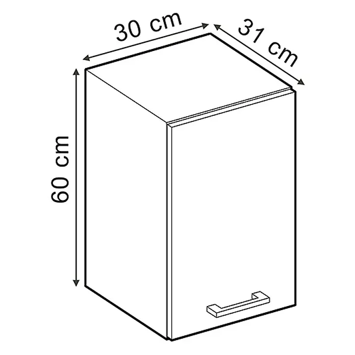 Vicco Schrankküche R-Line Weiß Landhaus - Weiß Landhaus, Hängeschrank 30 cm - Schrank mit Griff, 60 cm hoch, 30 cm breit, 31 cm tief.