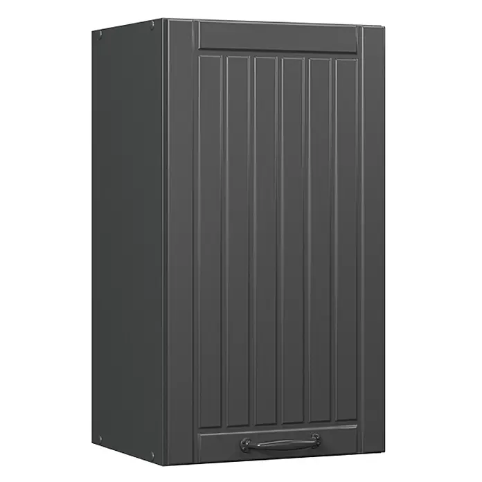 Vicco Schrankküche Fame-Line Dunkelgrau - Dunkelgrau, Hängeschrank 40 cm - Dunkelgrauer Wandschrank mit Lamellentür und dunklem Griff.