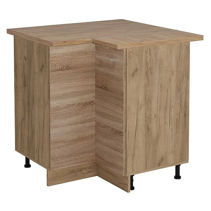 Vicco Schrankküche R-Line Sonoma, AP Eiche - Sonoma, Eckunterschrank, AP Eiche - Heller Eckunterschrank in Holzoptik mit verstellbaren Füßen und Griff.