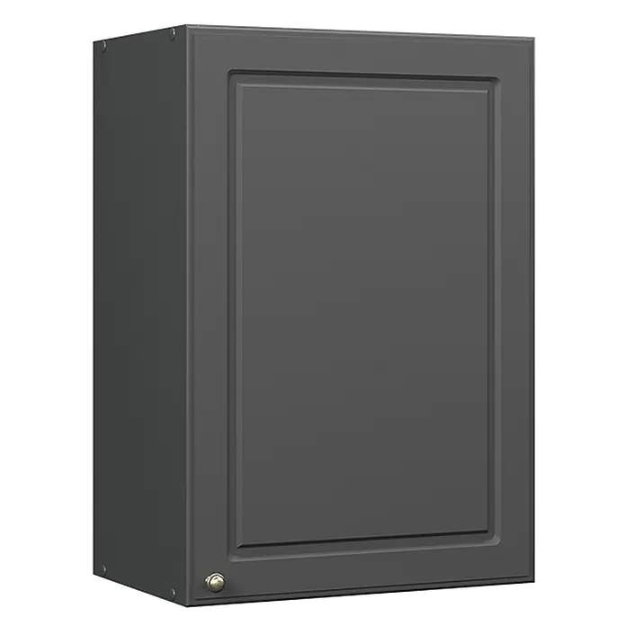 Vicco Schrankküche Fame-Line Anthrazit-Gold Landhaus - Anthrazit-Gold Landhaus, Hängeschrank 50 cm - Dunkelgrauer Wandschrank mit vertiefter Paneeltür und goldenem Knauf.