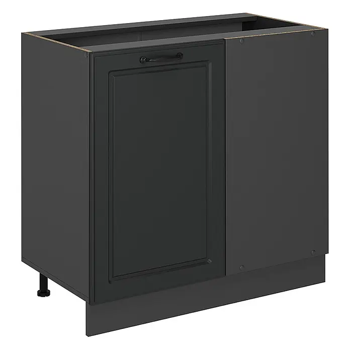 Vicco Schrankküche R-Line Anthrazit Landhaus ohne Arbeitsplatte - Anthrazit Landhaus, Eckunterschrank 86 cm - Dunkelgrauer Küchenunterschrank mit Kassettenfront, Griff und Sockelleiste.