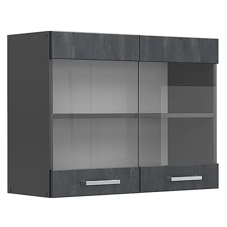 Vicco  Schrankküche R-Line Schwarz Beton